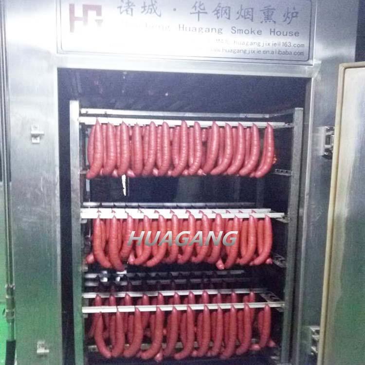 电脑全自动香肠烟熏炉 500型通道式无烟熏烤炉 烤肠成套设备