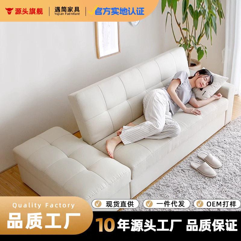厂家直销客厅小户型布艺沙发组合双三人经济型多功能折叠储物实木
