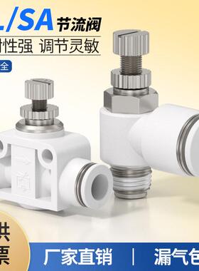 SA节流阀流量调速阀调节气动气缸气阀手动调压SL8/10-01/02/03/04