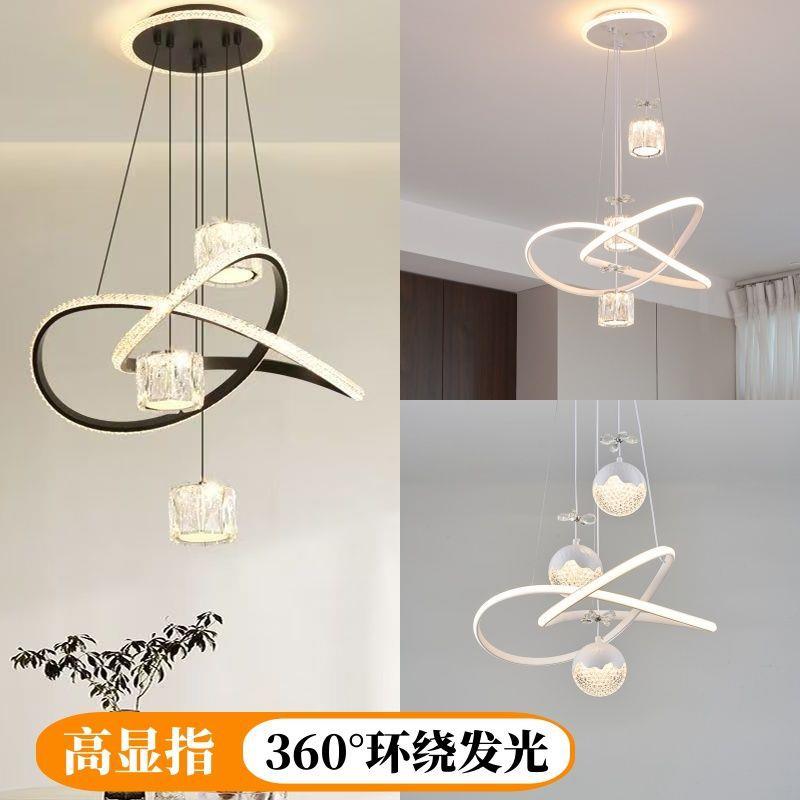 餐厅吊灯奶油风白色极简现代简约吧台现代吊灯吸顶灯卧室水晶灯