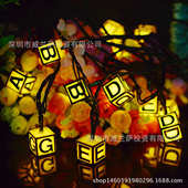 新款 饰庭院灯串 太阳能灯串30LED英文字母彩灯户外防水圣诞装