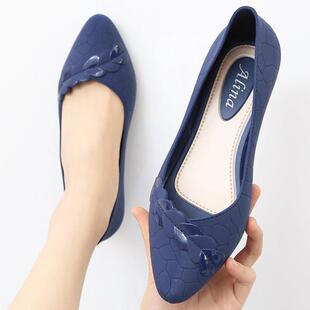 女防滑软底单鞋 包头凉鞋 中跟粗跟0317r 浅口尖头果冻时装 休闲时尚