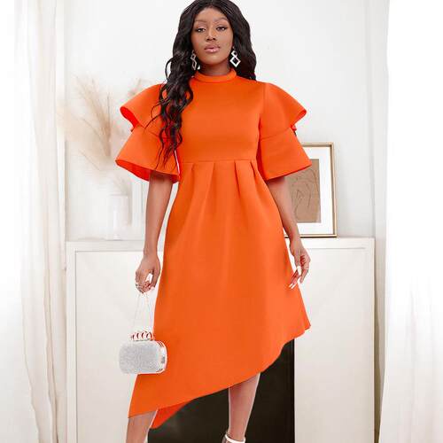 Large size women's summer double-layer sleeve banquet