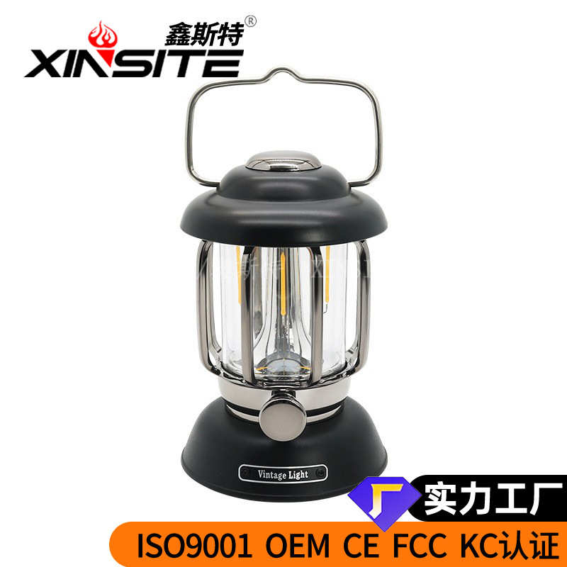 七月新款复古露营灯户外防水双光源typy-c充电手提式马灯气氛灯