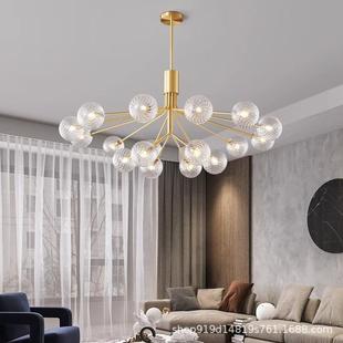 法式 南复古风卧 中古轻全铜奢客厅吊灯餐厅具魔豆玻312璃洋美灯式