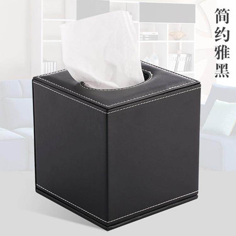 卷纸盒桌面收纳盒客厅家用纸巾盒正方形皮质酒店客房创意抽纸盒子