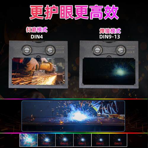 新款色龙镜9到滤13变太阳能自动TX500DF光电调焊罩焊接面罩