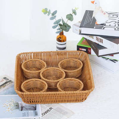 凰图工艺新品食品篮陈列篮PP/PE环保材料仿藤编织筐食物分装藤篮