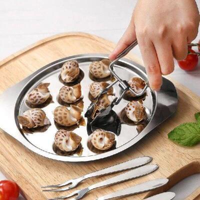 Stainless Steel Conch Plate Oyster Grill Pan Snail Roasted C