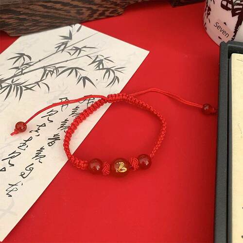 2025 Snake Year Lucky Red Rope Bracelet Zodiac Snake Braided