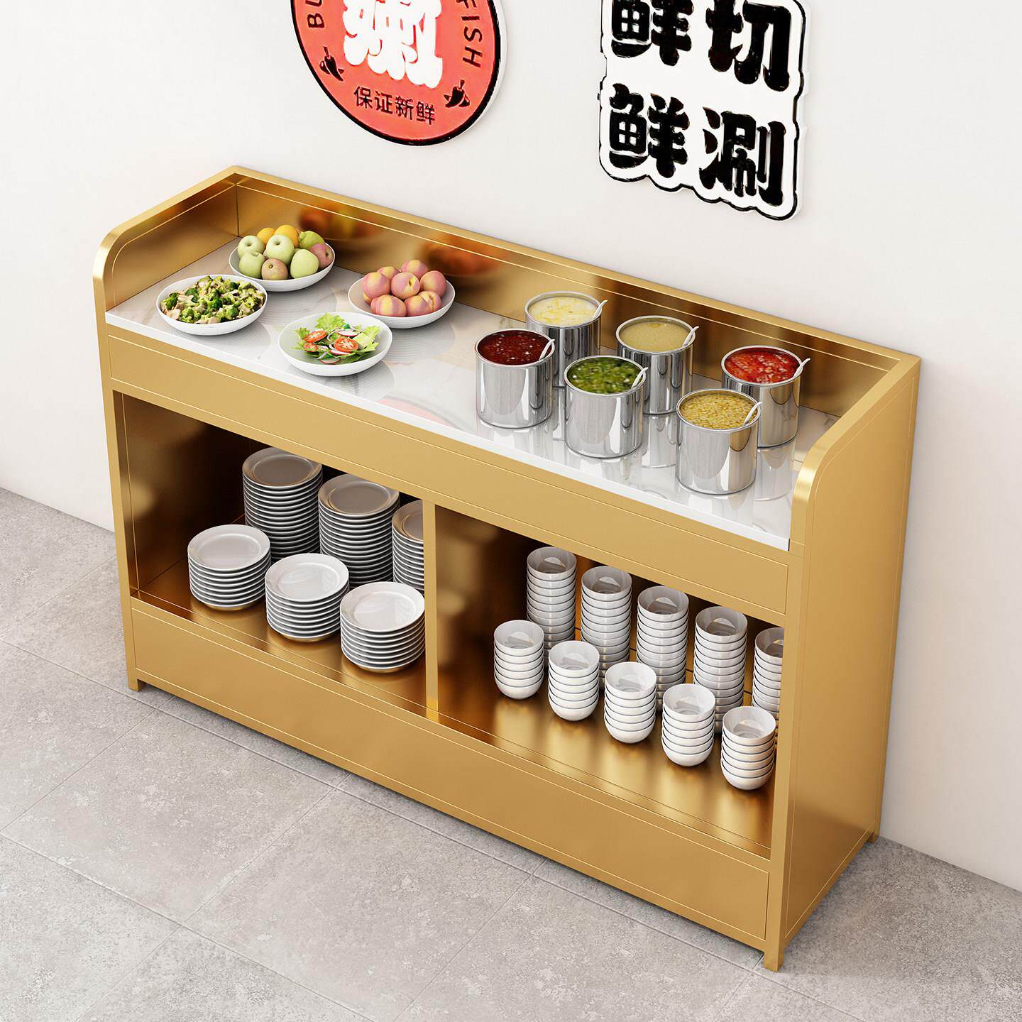 工业风麻辣烫自助餐厅调料台火锅店蘸料桌海底捞商用小料串串多层