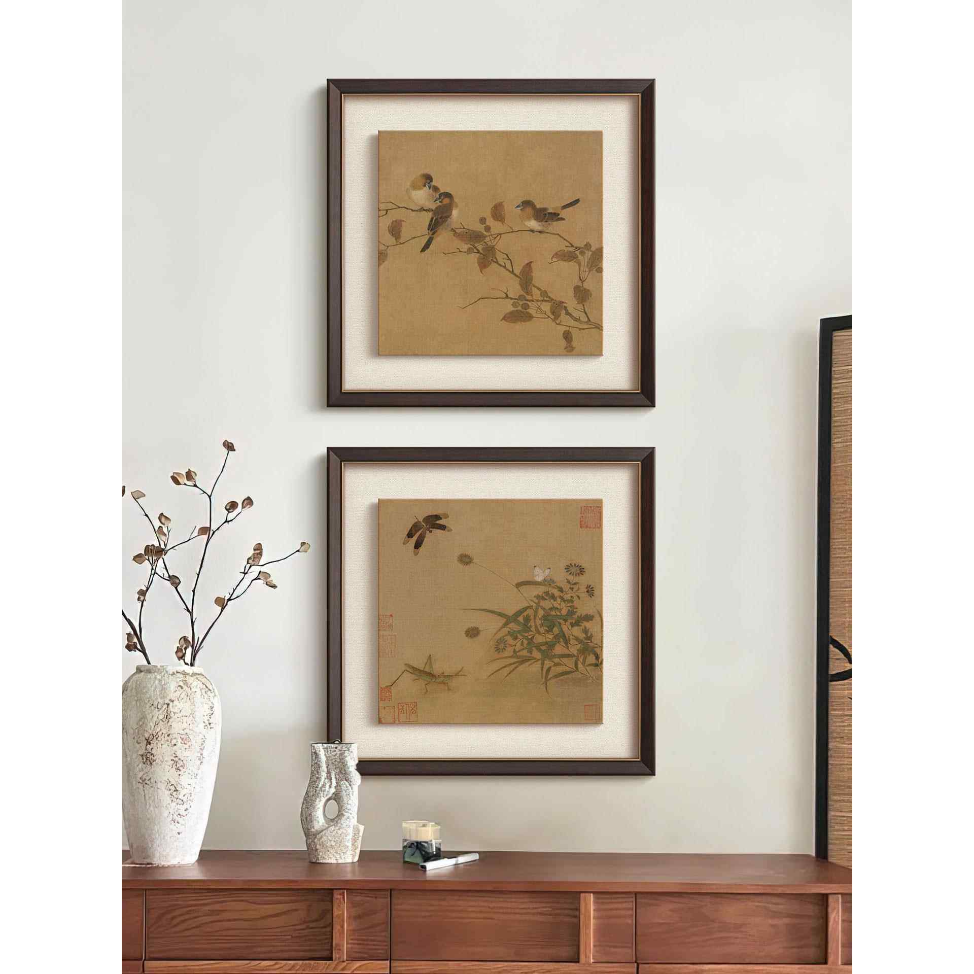 山鸟图》高级感法式中国风客厅花鸟装饰画新中式覆古玄关卧室挂画,家居饰品,现代装饰画,淘宝优惠券,粉丝福利购,淘宝优惠卷