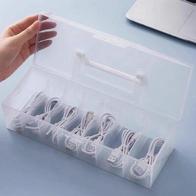 Transparent Covered Data Cable Organizer Box, Charging Cable