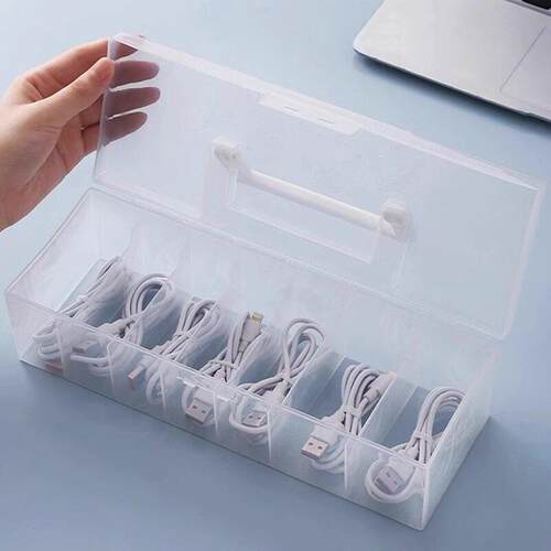 Transparent Covered Data Cable Organizer Box, Charging Cable