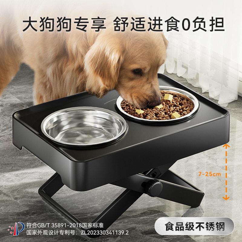 狗碗狗盆防打翻护颈宠物不锈钢加高支架猫食双盆金毛泰迪比熊专用