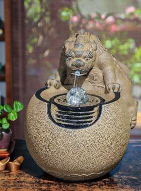 汉财韵堂招流水摆件办公桌装面饰喷中泉水景新式客厅桌小NSE型流