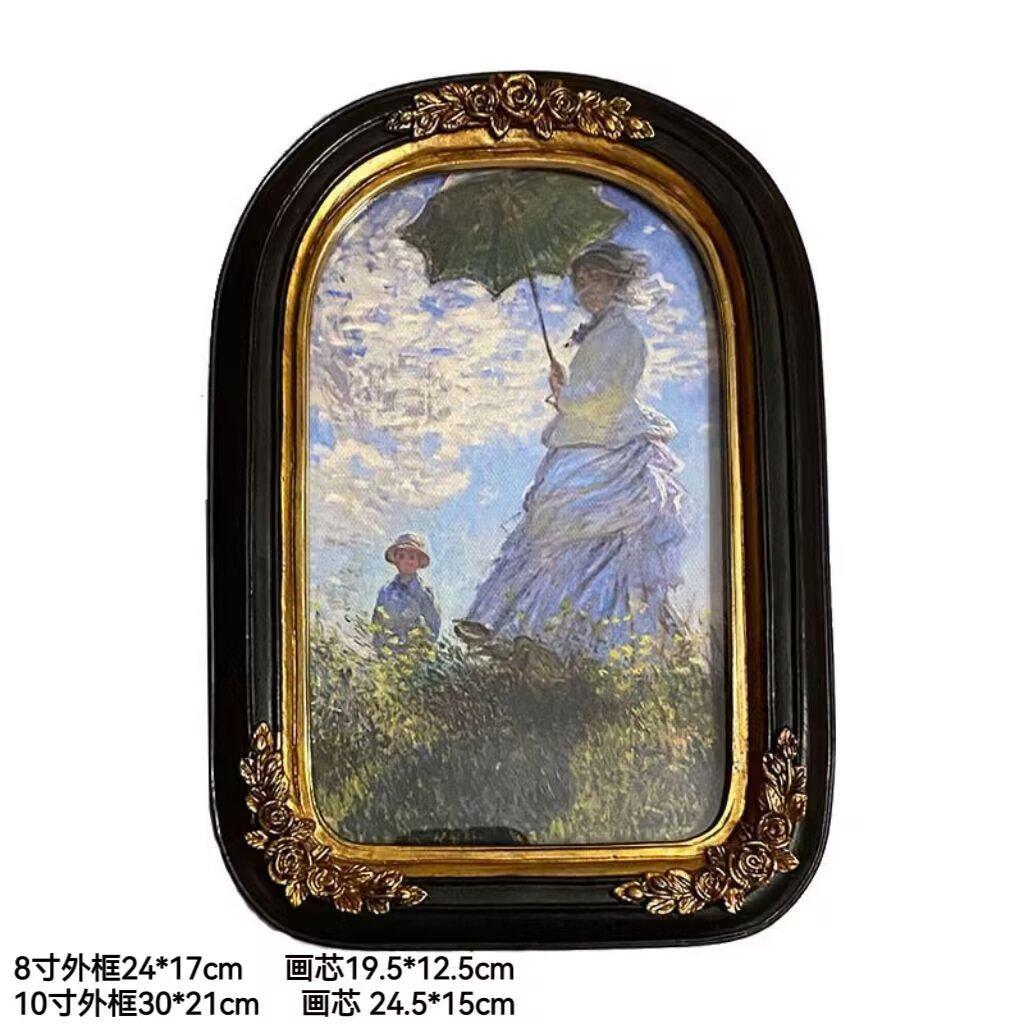 法式轻奢小众古典雕花复古树脂相框挂画中古艺术画框摆台可放照片