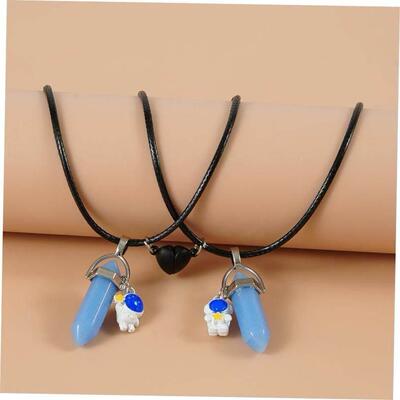 2PCS Luminous Hexagonal Column Couple Magnetic Necklace for