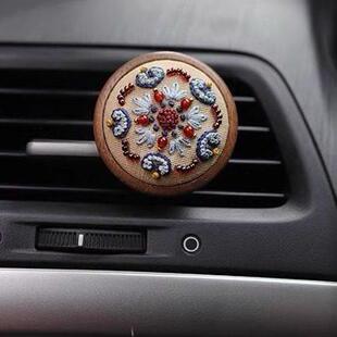 花暖敦煌小圆满DIY刺绣香薰车载汽车出风口夹扩香车内装 饰品摆件