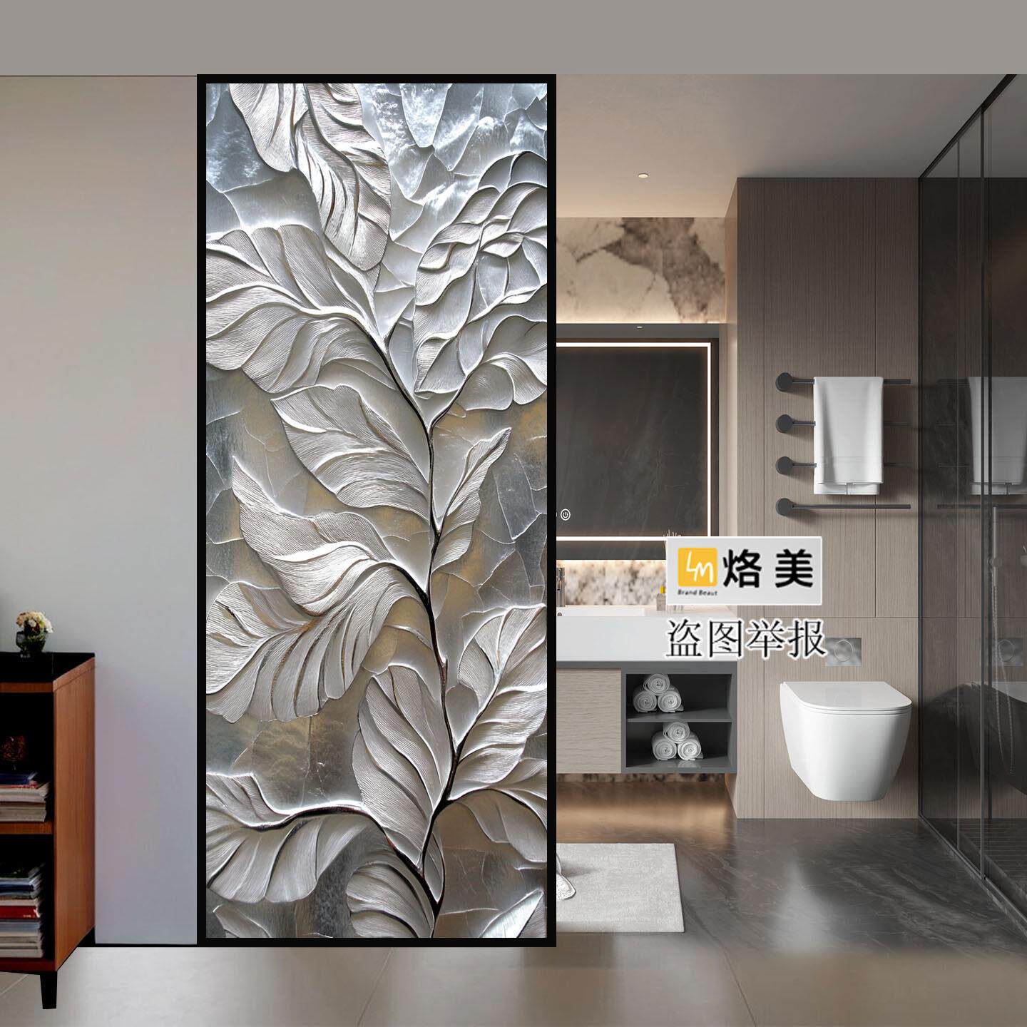 极简约风格钢化玻璃艺术客厅屏风卫生间淋浴房隔断入户玄关遮挡墙