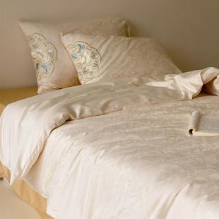 中式 韵味50全棉提花简约四件套素雅高端刺绣亲肤纯棉裸睡1.8m床品