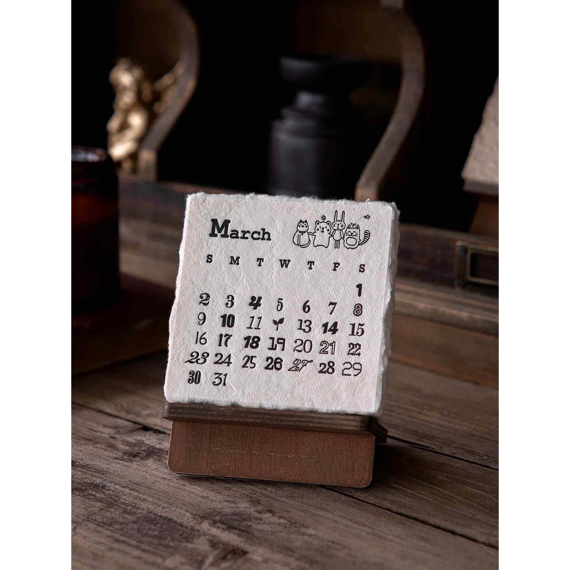 2025年新款台历覆古文艺风毛边手工纸日历创意桌面装饰摆件礼品,文具电教/文化用品/商务用品,台历,淘宝优惠券,粉丝福利购,淘宝优惠卷