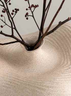 侘寂风复古做旧陶瓷花瓶高级感中古样板间书房玄关装饰花器摆件