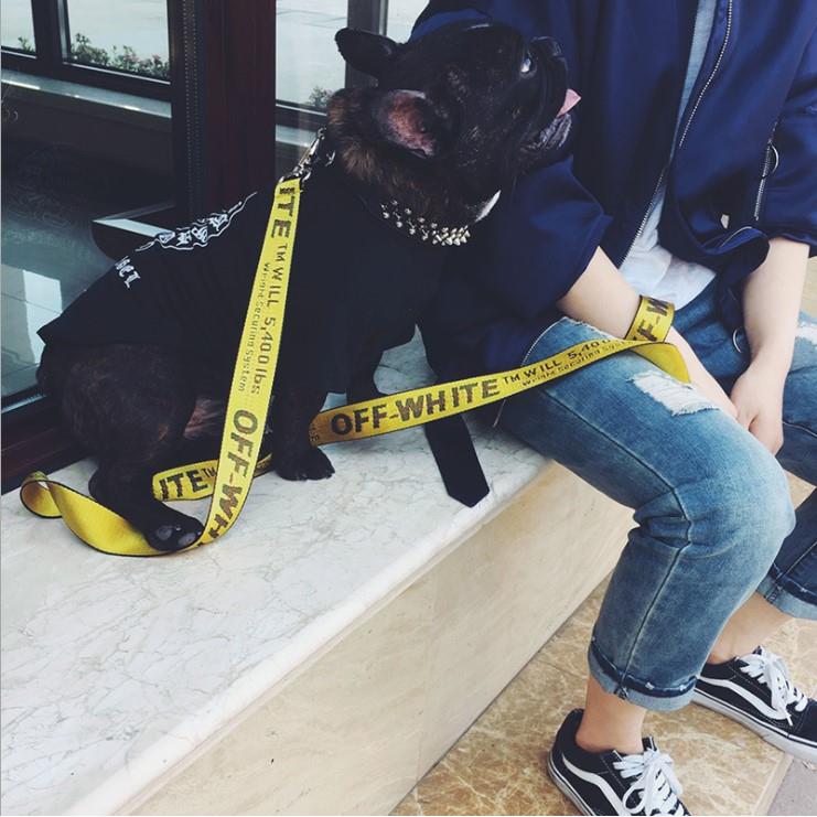 潮牌off white宠物牵引绳法斗贵宾雪纳瑞肩抱婴袋胸抱婴袋狗炼 炼