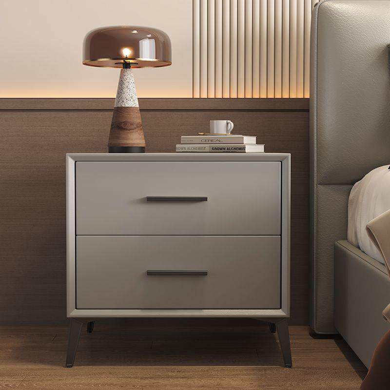 新岩板SLU台小柜面子板简约轻奢款皮质床边柜式民宿床头柜网红奶