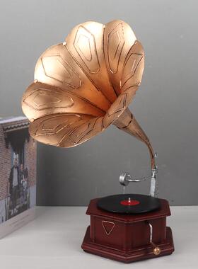 复古留声机模型摆件古典手工艺术品怀旧客厅酒吧橱窗酒柜装饰摆设