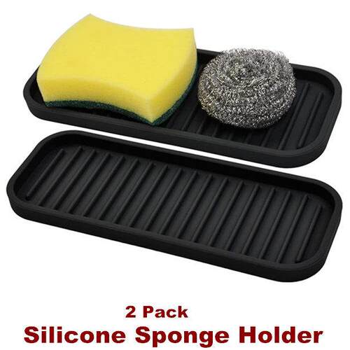 Silicone Sponge Dish Soap Holder Tray Kitchen Sink Bathroom