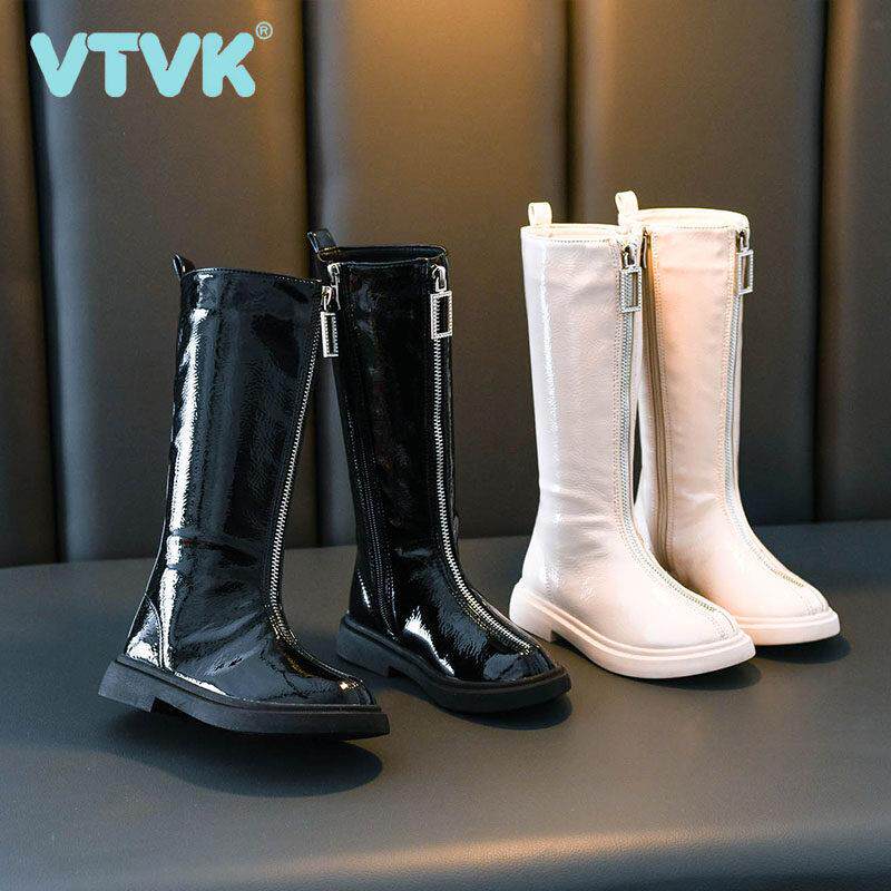 VTVK女童靴子2025新款秋冬棉靴韩版公主高筒靴骑士靴女孩长筒单靴