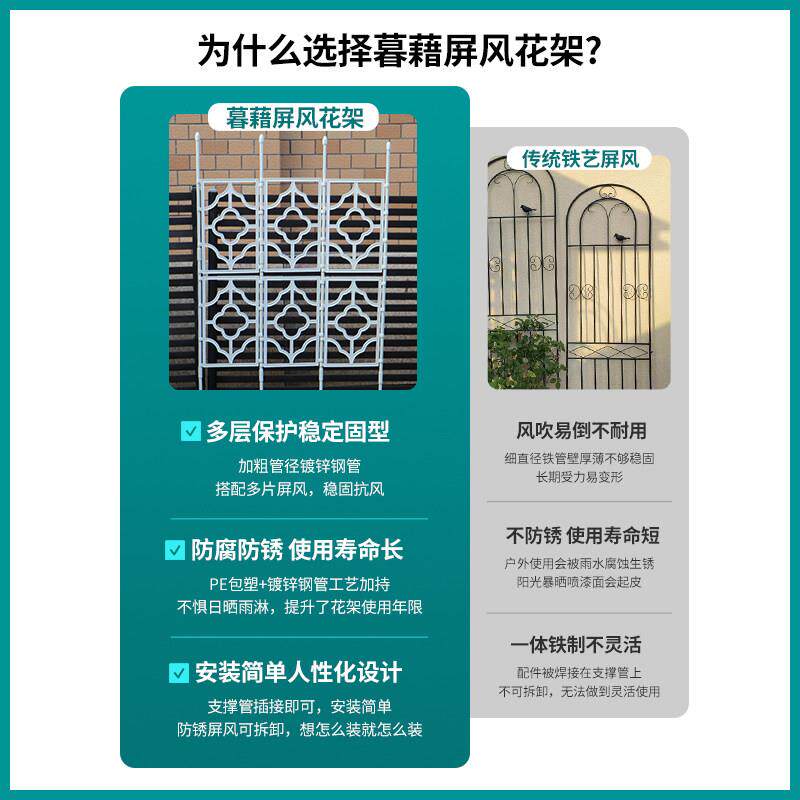 网爬格藤8351250架阳屏月季栅栏风装饰藤架台墙面隔断支架花园户