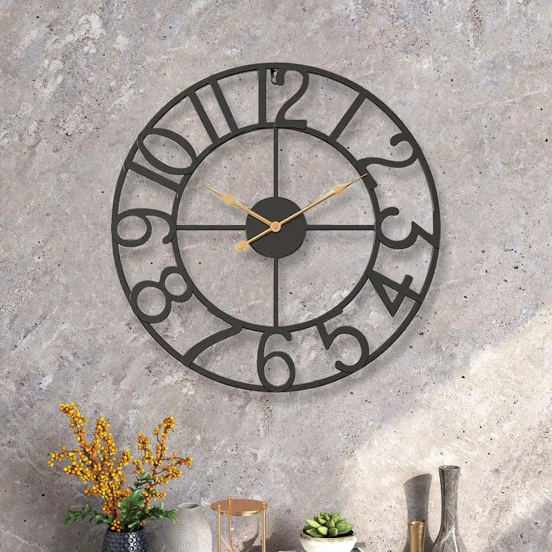 装饰挂钟钟表铁艺钟表罗马复古个性静音时钟创意外贸