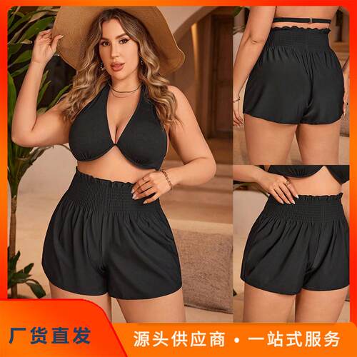 Shorts For Women Summer Casual High Smocked Waist Wide Leg