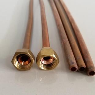 商用燃气灶火种管酒家饭店煲仔炉头手工喇叭口进气6厘铜管带螺帽