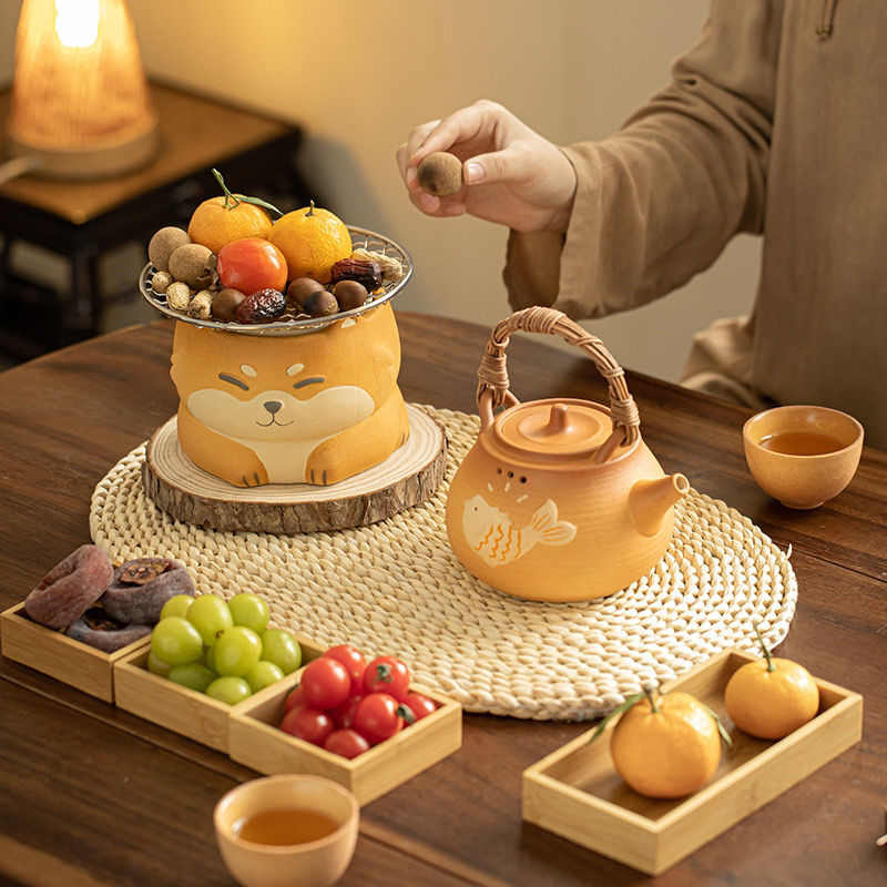 柴犬碳炉围炉煮茶电陶炉茶具套装家用室内烤奶茶罐陶瓷煮茶壶全套