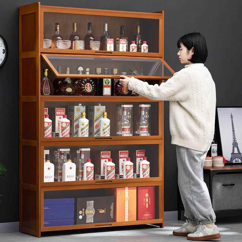 酒柜展示柜现代简约餐柜网红小酒架欧式实木客厅靠墙置物架家用