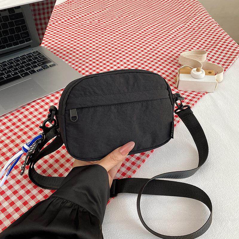 2024新款马卡龙色尼龙小方包防水轻便布包包女休闲单肩斜挎手机包