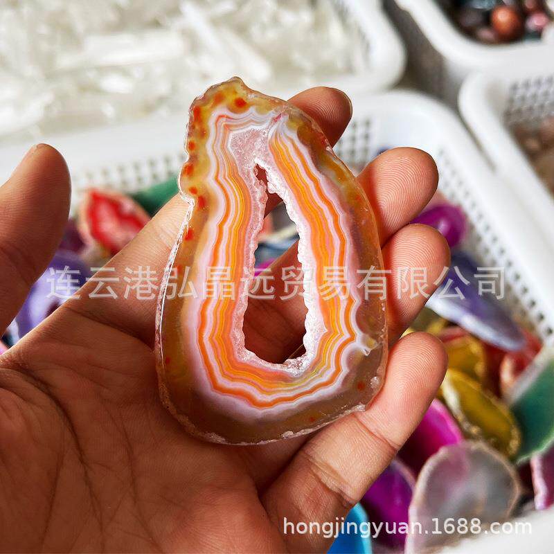 天然巴西玛瑙片七彩玛瑙风铃片彩色玛瑙杯垫水晶工艺品