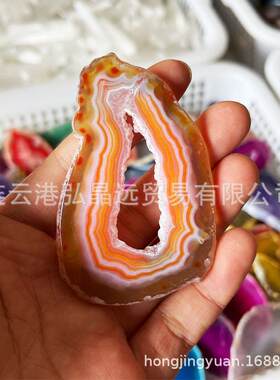 天然巴西玛瑙片七彩玛瑙风铃片彩色玛瑙杯垫水晶工艺品