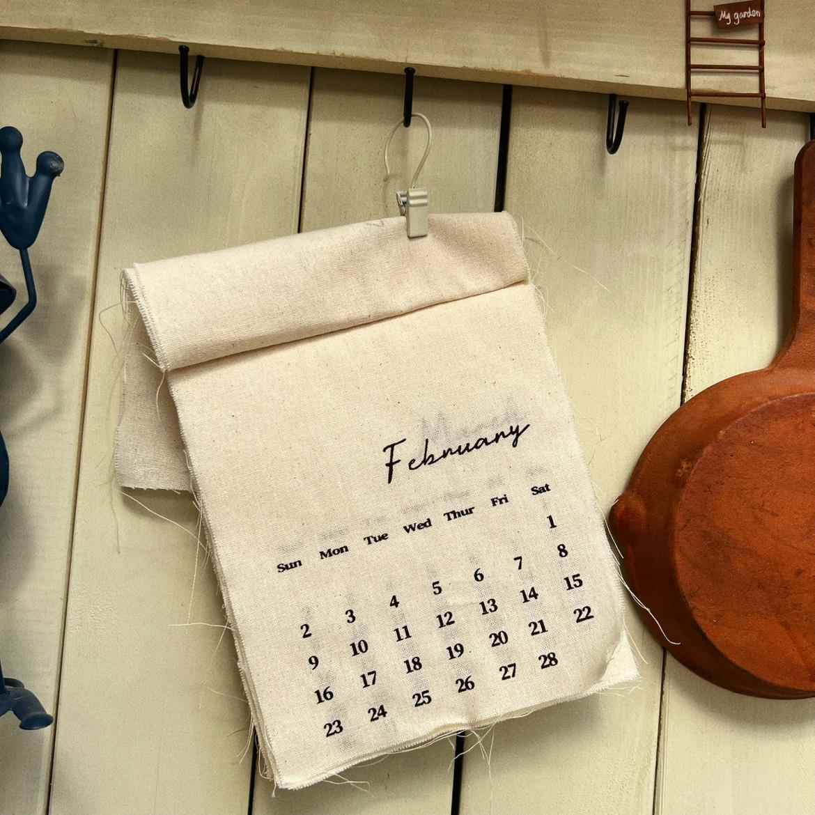 2025年帆布挂历ins简约日历装饰拍摄道具杂货挂饰布艺麻布挂件
