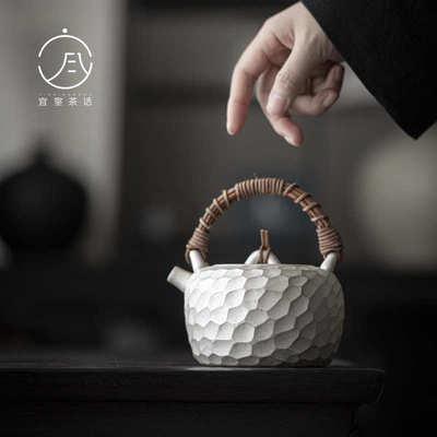 季度窑 日式手工锤纹提梁壶鎏银煮茶壶 功夫茶具家用烧水壶泡茶壶