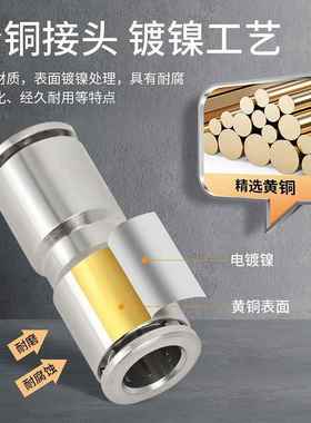 铜镀镍气动气管快速接头PU/PE/PY/PV直通三通货车PU管快插接头Y型