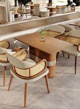 出口西餐厅桌椅实木餐饮商用桌椅融合料理店卡座custom furniture