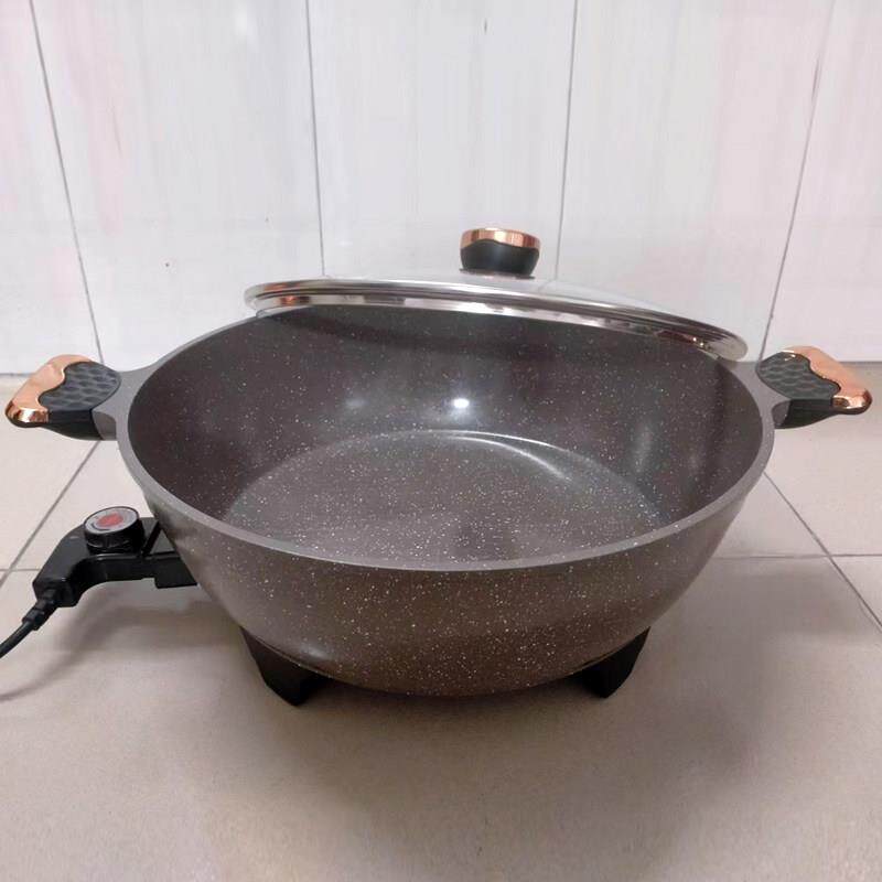 炫臣韩式多功能电热锅麦饭石火锅加厚不粘10L超大容量大功率2200W