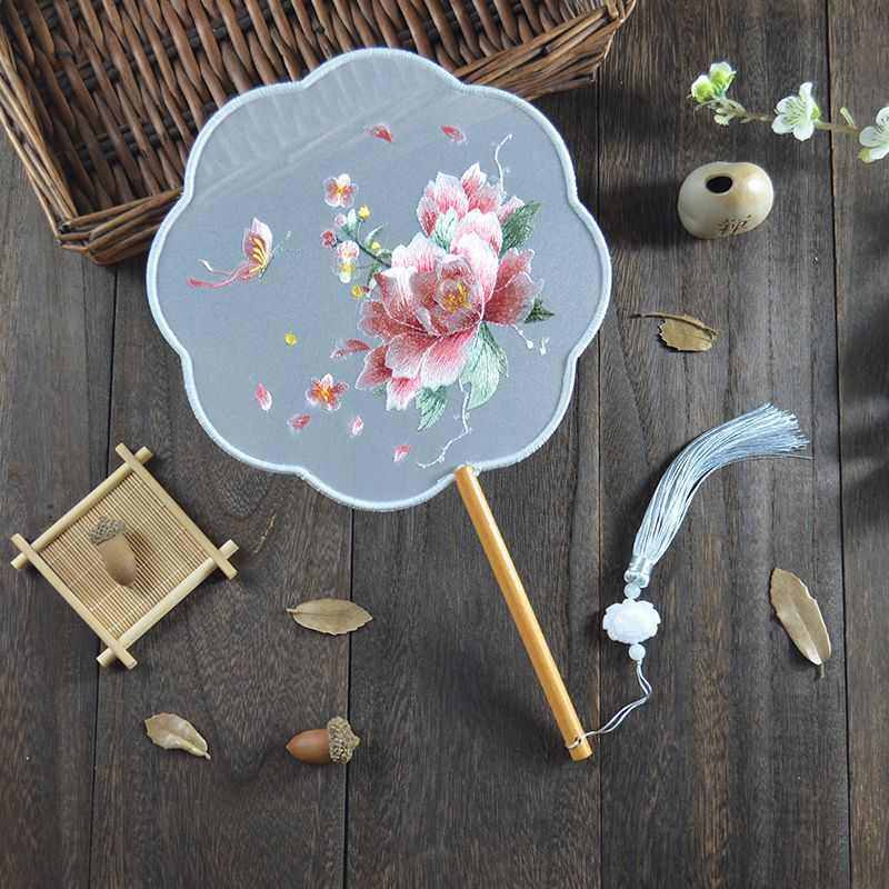 双面绣古风圆扇刺绣团扇八瓣牡丹仙子汉服专用苏绣百搭舞蹈扇,特色手工艺,竹编/竹雕,淘宝优惠券,粉丝福利购,淘宝优惠卷