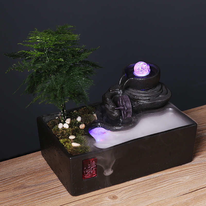 鱼缸水泵公司循环办泉水景桌面流水自动韵摆件客厅摆件工艺品