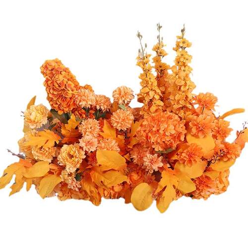 婚庆橘色地排婚礼装饰假花花束仿真花成品花挂花盆花路引花花排
