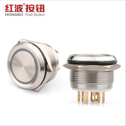 2金mm面圆头天使眼凹环5形带LED灯属按HXJ钮开关